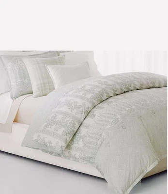 Ralph Lauren Wakefield Paisley Celadon Green Queen 3pc Duvet Cover  Set New - Image 1 of 4