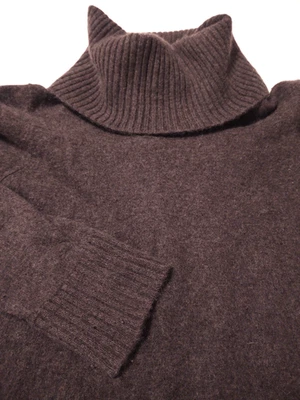 KENAR Women's Turtleneck 100% 2-Ply CASHMERE (M) Brown LONG Sweater - Image 1 of 4