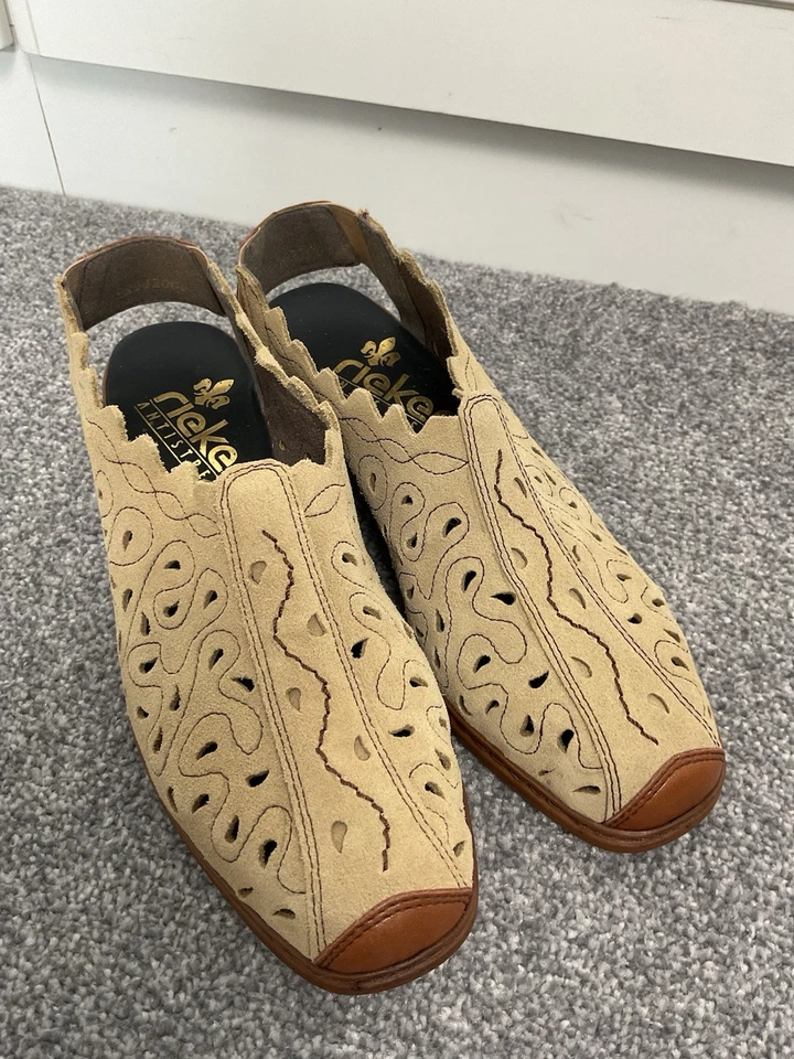 Rieker Antistress Suede Shoes Size UK 5 EU38 Sling Back Comfort Walking Slip On - Image 1 of 4