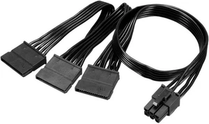 Adattatore cavo alimentazione SATA da 6 pin a 3 per disco rigido nero - Foto 1 di 5