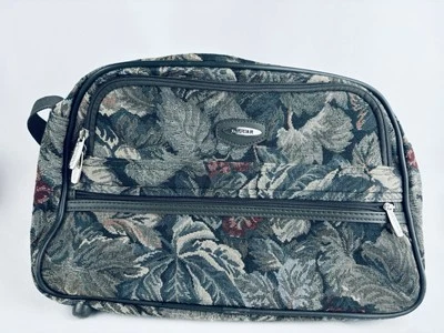 Bolso de Lona Vintage JAGUAR Tapiz Floral Verde Correa para Equipaje Foto 1 de 4