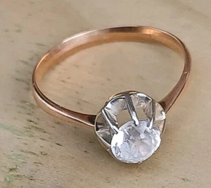 Bague Femme Or Blanc Jaune 18k Pierre Zirconium Taille 54.gold ring Goldring - Imagen 1 de 7