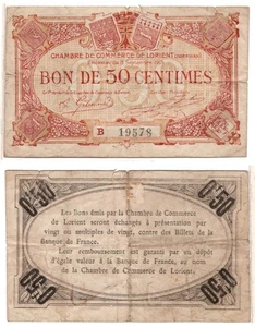 FRANCE - CHAMBER OF COMMERCE 50 Centimes (Lorient) 03-09-1915, Fine - Picture 1 of 1