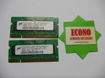 Micron 512 MB (2x256 MB) PC2-3200S DDR2 400 MHz memoria RAM computer portatile  - Immagine 1 di 2
