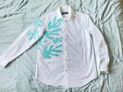 GENUINE MENS DSQUARED2 WHITE LONG SLEEVED SHIRT WITH GRAPHIC PRINT SIZE LARGE - Image 1 of 3