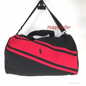 Ralph Lauren Polo Duffle Bag Gym Carryon Weekender Reisetasche Gepäck Schwarz Rot Neu - Bild 1 von 8