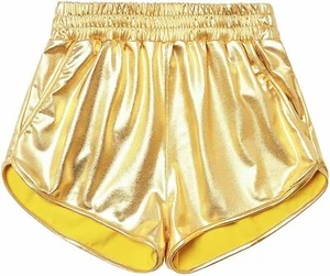 Mirawise Girls Metallic Shorts Shiny Hot Pants Sparkly Dance Outfits Short Pants - Picture 1 of 7