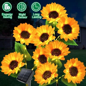 Außen Sonnenblume Solarlampe LED Gartenleuchte Solarleuchte Terrasse Wegeleuchte - Bild 1 von 12