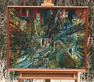Magdalena Hodonyi (1943) Space Research, Oil Painting, Famous Hungarian Artist - Picture 1 of 7