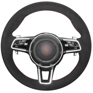 Black Suede Car Steering Wheel Cover for Porsche Macan Cayenne 2015 2016 - Bild 1 von 9