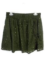 Teen Vogue Macys Junior's Army Green Zipper Star Cutout Skirt Elastic Waist Sz L
