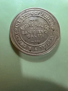 Whiting Mead Co. Dept. Store Of Building Material 10¢ Token San Diego, Ca - Picture 1 of 2