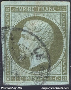 FRANCE NAPOLEON III EMPIRE 1c OLIVE N° 11 AVEC CACHET A DATE A VOIR - Picture 1 of 2