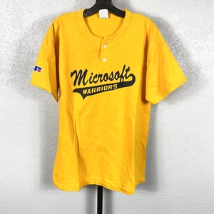 Vintage Russell Microsoft Warriors Softball Team Jersey #14 Men's L Large Yellow - Picture 1 of 5