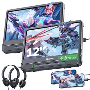2 x 12" HD Bildschirm HD Auto Kopfstütze Monitor Media DVD Player USB/SD/HDMI Akku - Bild 1 von 13