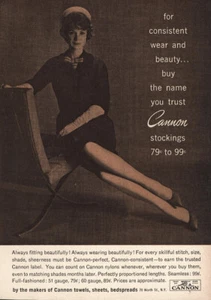 1961 Cannon Stockings: Consistent Wear and Beauty Vintage Print Ad - Picture 1 of 1