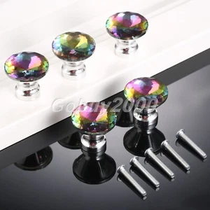 Diamond Crystal Glass Furniture Door Pull Handles Cabinet Knobs Drawer Fashion - Picture 1 of 14