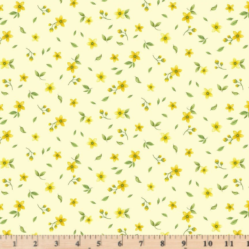 Lemon Bouquet Lemon Floral Butter CD2459  Fabric Half Yard Continuous Cuts - Image 1 of 1