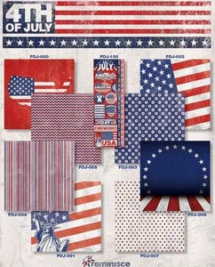 REMINISCE "4th OF JULY" 12X12 PAPER PATRIOTIC (9PCS) SCRAPJACK'S PLACE - Picture 1 of 1