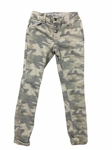 Hippie Girl Brand Girls Jeans 10 Green Camoflauge Button Fly  Skinny Pants - Picture 1 of 12