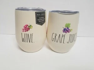 Rae Dunn GRAPE JUICE & WINE Set Tumbler Insulated stainless with Lid - Picture 1 of 4