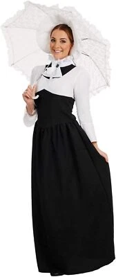 Womens Historical Lady Nanny Teacher Costume S-XXL Mary Poppins Dress Halloween - Image 1 of 4