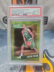 2017-18 Panini Prestige Jayson Tatum RC PSA 10 Micro Etch Bright Green #3 - Bild 1 von 2