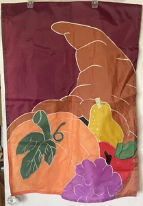 Vtg Fall Flag Thanksgiving Autumn Festive Holiday Outdoor Garden Decor 27 X 39 - Picture 1 of 2