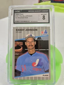 1989 FLEER AD COMPLETELY BLACKED OUT #381 RANDY JOHNSON ROOKIE RC CGC 8 - Picture 1 of 2