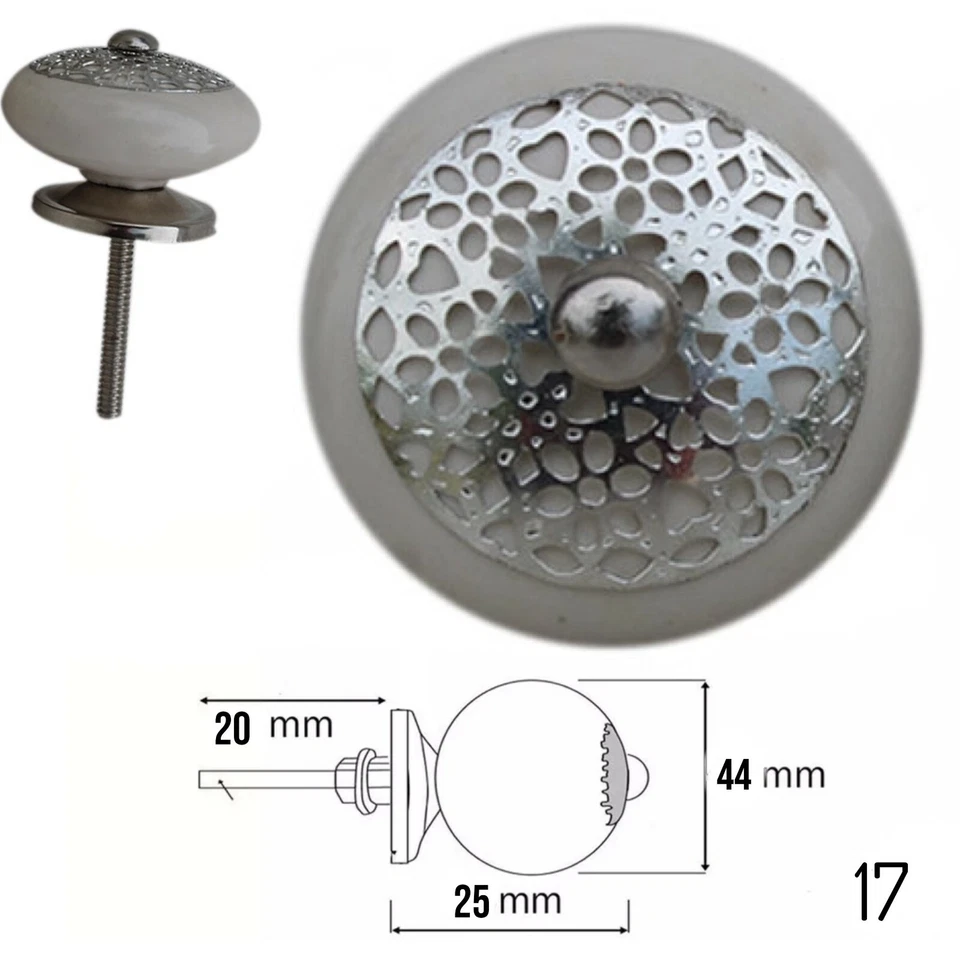 WHITE Door Knobs Ceramic 50 DESIGNS Handles Cupboard Drawer Vintage Antique Gold - Image 1 of 1