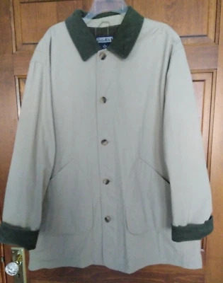 Chaqueta de granero Lands End para hombre XLT 46-48 XL alta beige abrigo de campo forro de franela Foto 1 de 4
