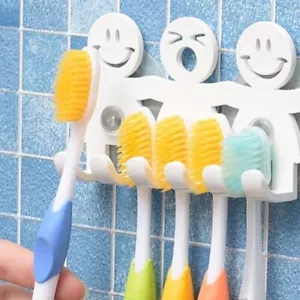 Toothbrush Holder Wall Mounted 5 Position Cute Cartoon Smile Bathroom Sets Acces - Picture 1 of 7
