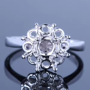 9-stone Sterling Silver Engagement Wedding Semi Mount Ring Setting Fine Jewelry - Picture 1 of 4