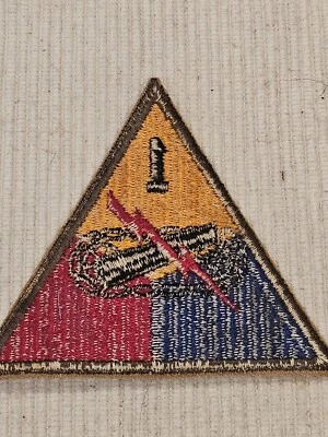 WWII US Army 1st Armor Tank Battalion Division Cut Edge Patch L@@K!!! - Image 1 of 2