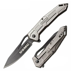 USMC Framelock Assisted Folding Knife 3.5" 3Cr13 Steel Blade Aluminum Handle - Picture 1 of 2