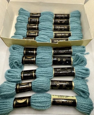 DMC Laine Colbert Yarn Blue Aqua Tapestry Wool Needlepoint Pullskein Lot 10 Box - Image 1 of 4