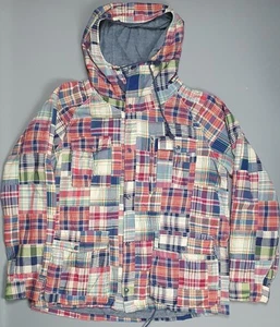Mens Denim Supply Ralph Lauren Patchwork Jacket Madras Coat Size XL Hooded - Picture 1 of 7