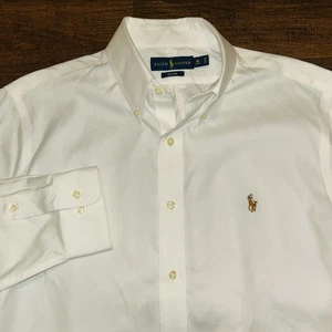 Polo Ralph Lauren Dress Shirt White Flesh Pony Men’s Size 16x32/33 Long Sleeve - Picture 1 of 11