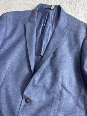 Traje Ralph Ralph Lauren Para Hombre 50L Lana Seda Lino Azul 2 Botones Hecho en Canadá Foto 1 de 4