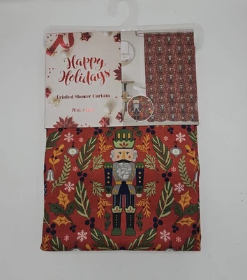 Christmas Nutcracker Red Green Shower Curtain 70" x 72" Holiday - Image 1 of 3