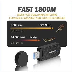 USB WiFi Adapter USB3.0 AX1800Mbps 2.4GHz 5Ghz High Gain Antenna MU MIMO Plu NEW - Afbeelding 1 van 12