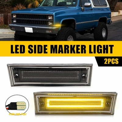 2PCS Side Marker Lights Amber Fits GMC K1500 K2500 K3500 Pickup 1981-1986 Front - Image 1 of 4