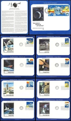 1981 Space Achievements Sc 1912-1919a FDC PCS panels, NASA shuttle moon Voyager - Image 1 of 4