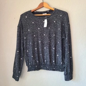 Gap Kids Girls XL Black Silver Hearts Pullover Sweater Top New - Picture 1 of 7