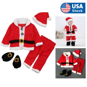 Baby &Boys Santa claus costume Baby Boy Christmas outfit &Hat baby santa costume - Picture 1 of 14