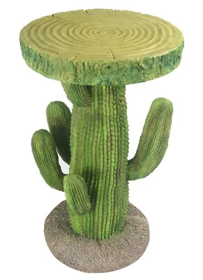 51.5CM CACTUS SIDE OCCASIONAL TABLE PLANT STAND TREE TRUNK TOP STATUE POLYSTONE  - Image 1 of 4