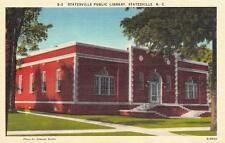 NC, North Carolina      STATESVILLE PUBLIC LIBRARY       c1940's Linen Postcard