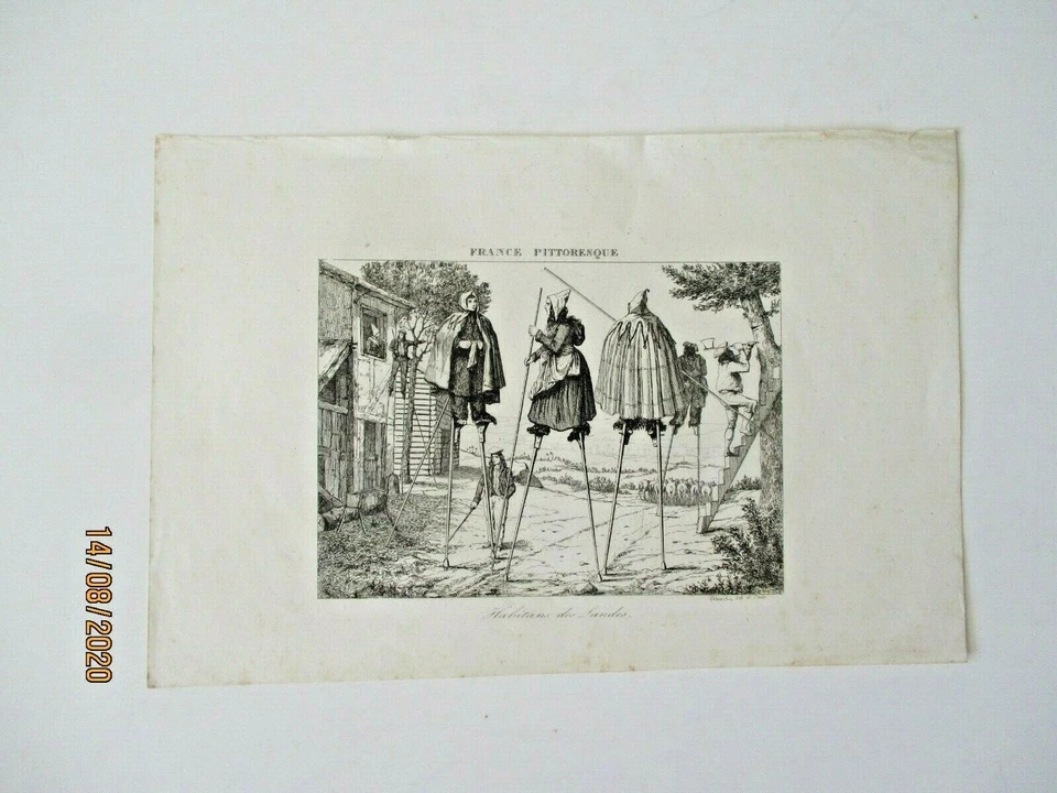 Gravure ancienne  " Habitans des Landes "  France Pittoresque  19°  Landes - Photo 1/1