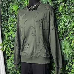 ZARA Suéter Mujer Pequeño Verde Envejecido Texturizado Bordado Sudadera 2695 - Imagen 1 de 8