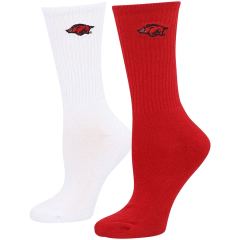 Women's ZooZatz Cardinal/White Arkansas Razorbacks 2-Pack Quarter-Length Socks Cover